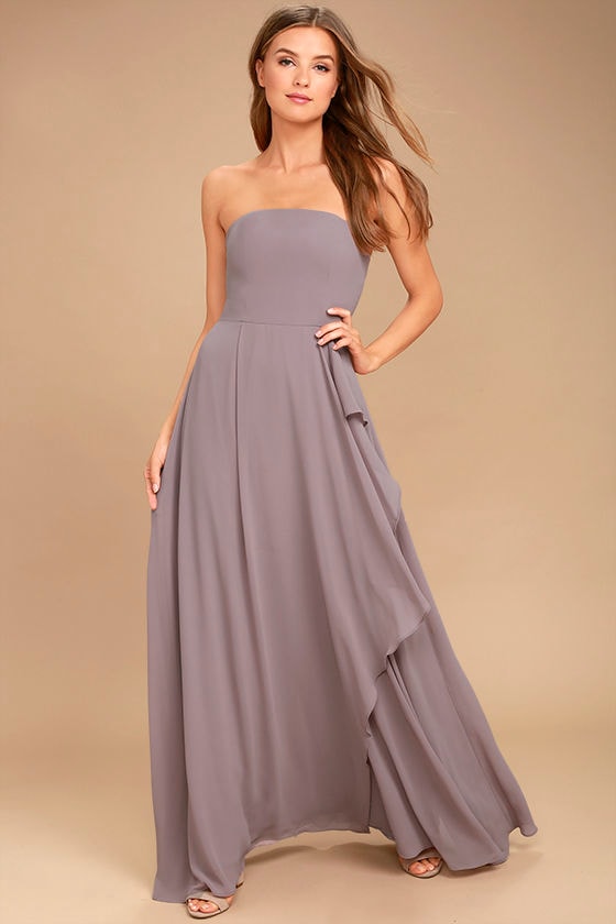 Elegant Taupe Dress - Strapless Maxi Dress - Strapless Dress - $84.00 ...