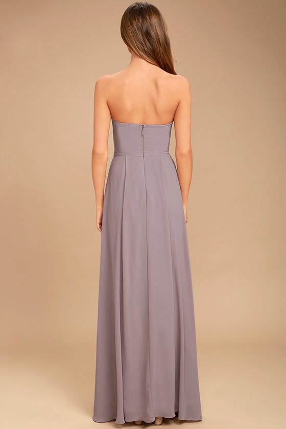 Elegant Taupe Dress - Strapless Maxi Dress - Strapless Dress - $84.00