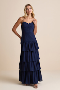 Gorgeous Influence Navy Tiered Maxi Dress 2