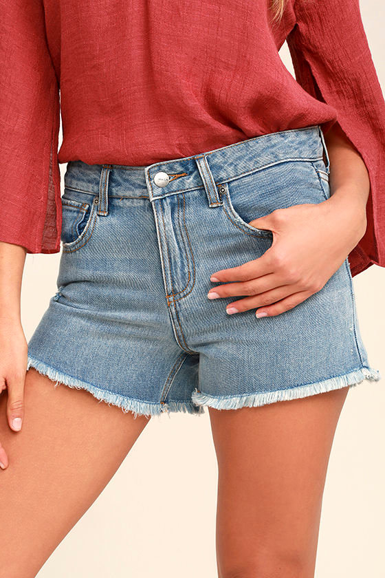 RVCA The Boyfriend Medium Wash Cutoff Denim Shorts