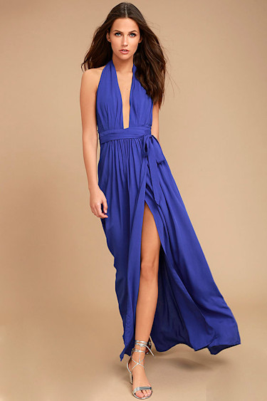 Lovely Royal Blue Dress Maxi Dress Wrap Dress Lulus