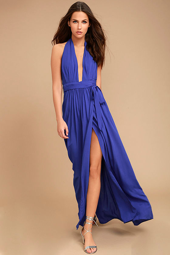 Lovely Royal Blue Dress - Maxi Dress - Wrap Dress - $49.00 - Lulus