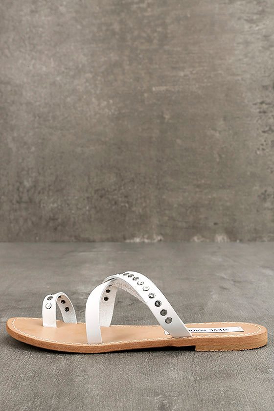steve madden white studded sandals