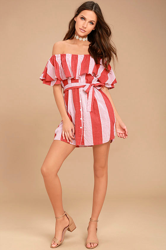 Faithfull the Brand Amalfi Rust Red Striped Dress 2