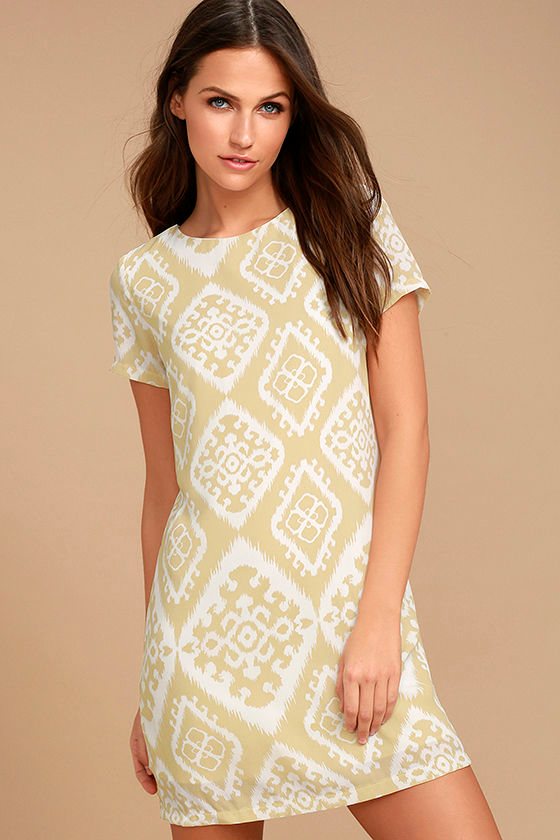 Give Me a Print Beige Print Shift Dress 1