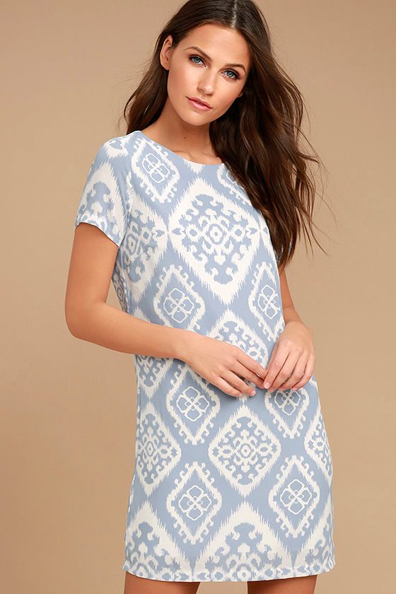 Give Me a Print Light Blue Print Shift Dress 1
