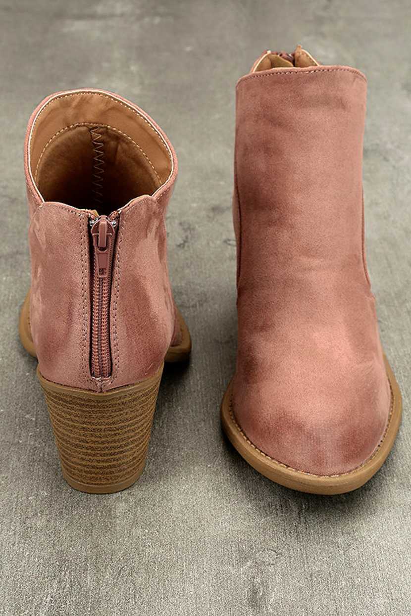 Cute Mauve Booties - Vegan Suede Ankle Booties - Oil Rubbed  display picture 1
