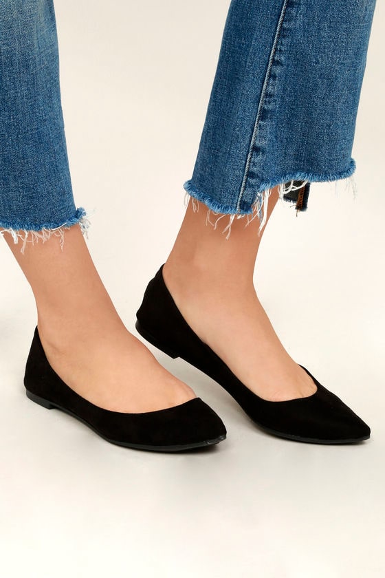wide fit black flats