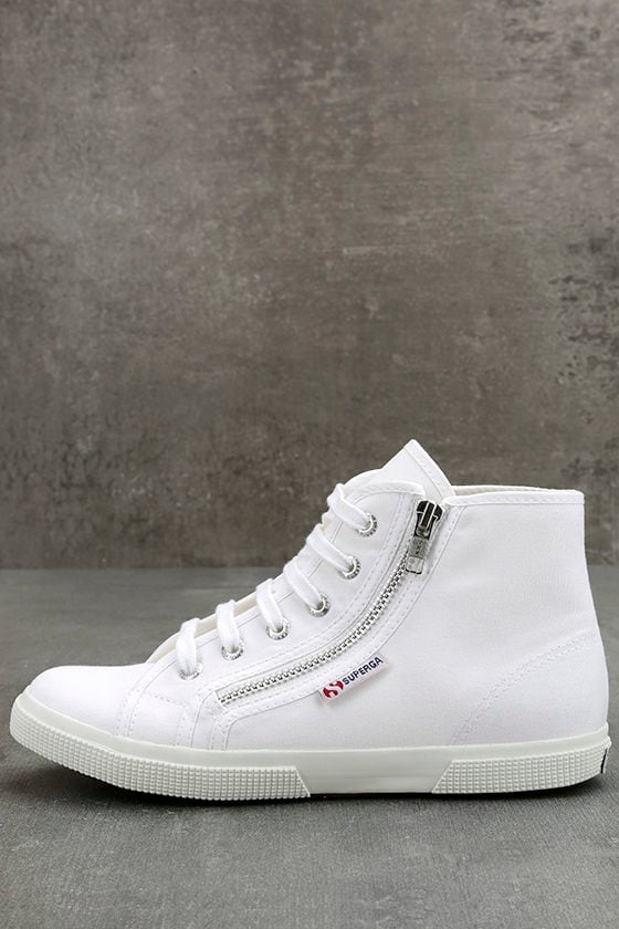 white canvas high tops