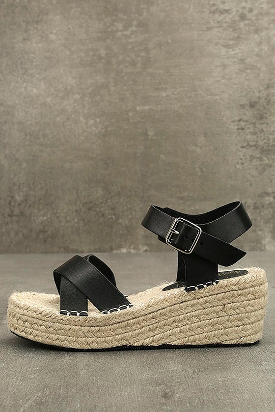 Cute Black Wedges - Espadrille Wedges - Black Sandals - $42.00 - Lulus