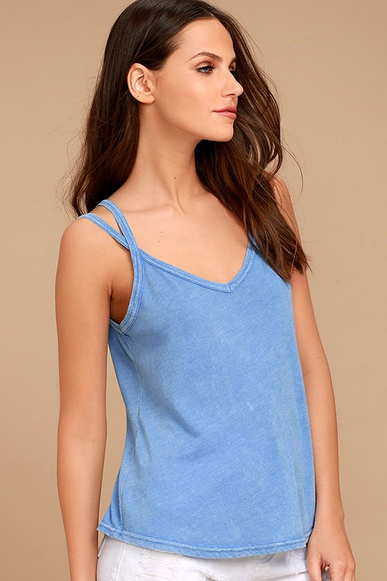 RVCA Eslow Tank Top - Washed Blue Tank Top - Strappy Tank Top - $29.00 ...