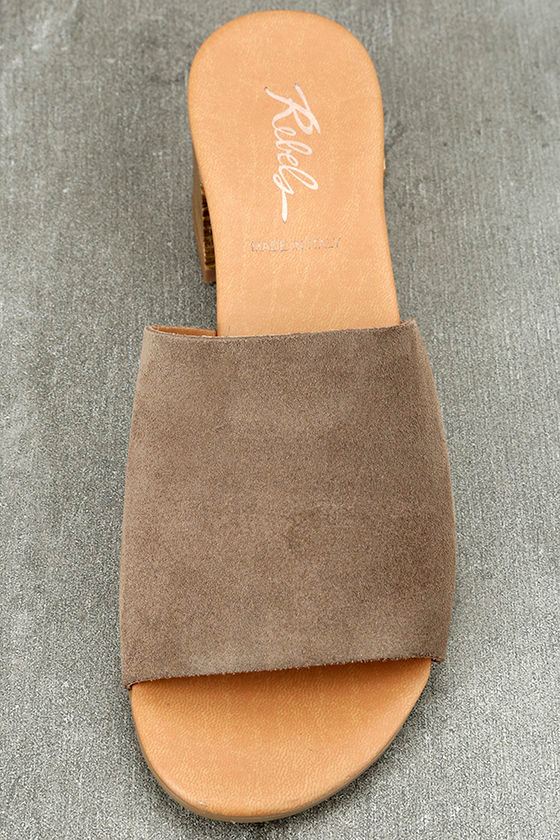 taupe mules womens
