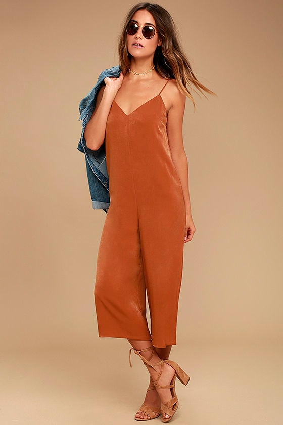 Elisa Rust Orange Midi Jumpsuit