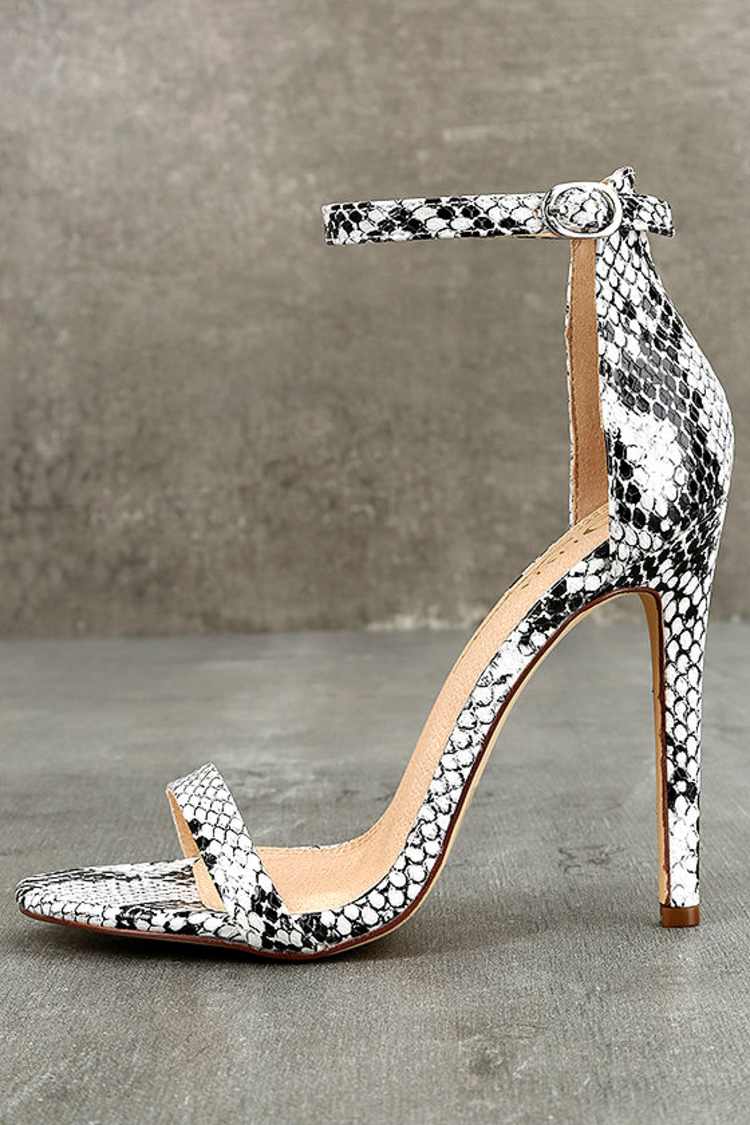 Snake Print Heels With Snake Ankle Almonaster White Snake Ankle