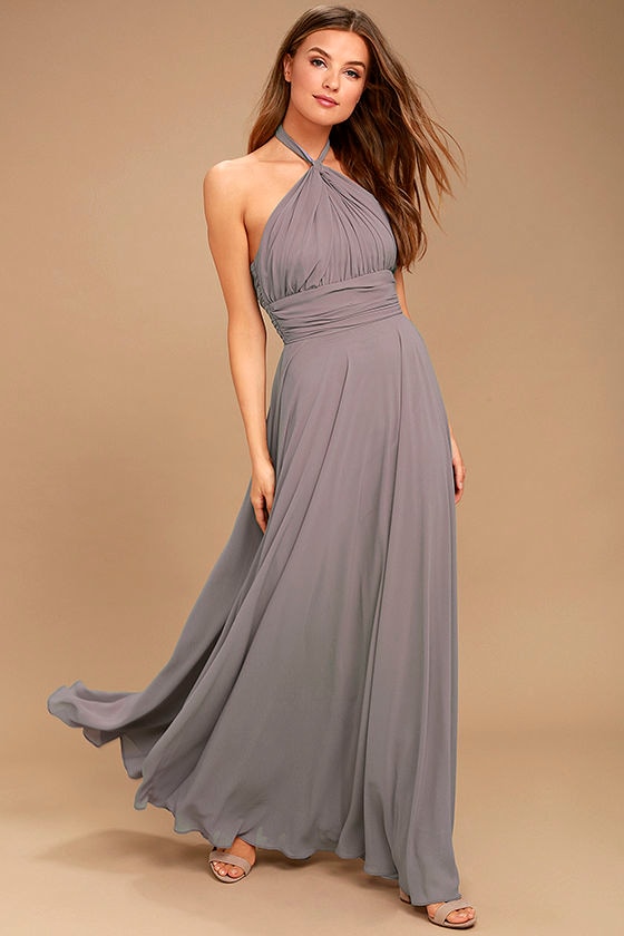 Elegant Dusty Purple Dress - Maxi Dress - Halter Dress - Halter Maxi ...