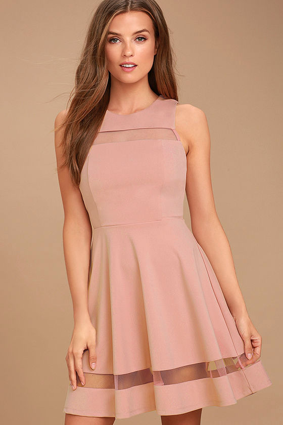 Cute Mauve Dress - Skater Dress - Mesh Dress - $54.00 - Lulus