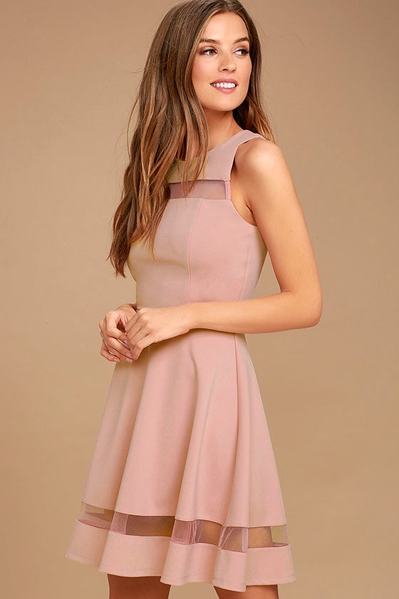 Cute Mauve Dress - Skater Dress - Mesh Dress - $54.00