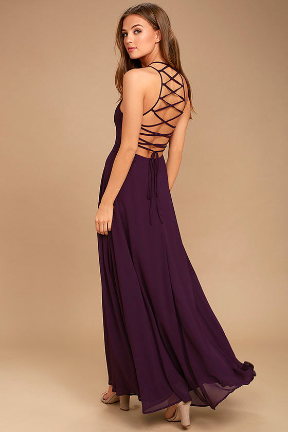 Strappy to be Here Purple Maxi Dress 1