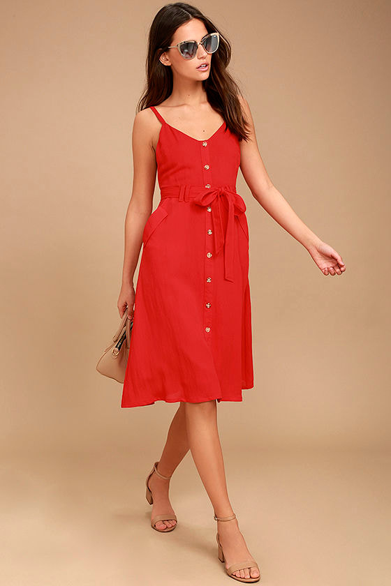 Free and Pier Red Belted Dress