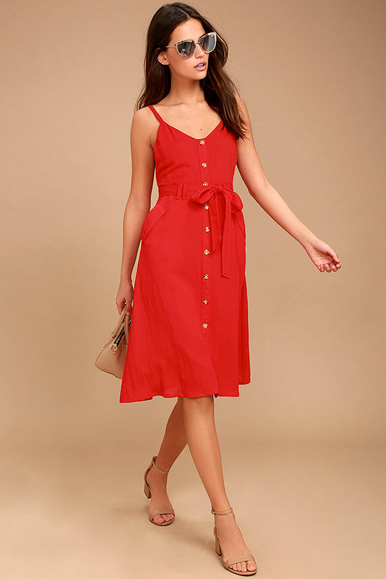 Free and Pier Red Belted Dress 2