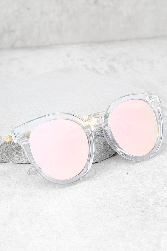 Hi There Clear and Pink Mirrored Sunglasses 1