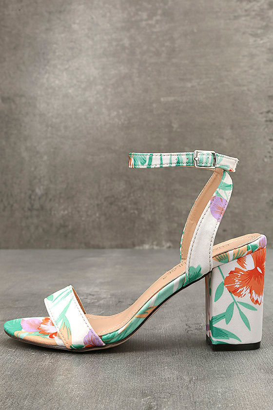 Chilali Nude Print Ankle Strap Heels