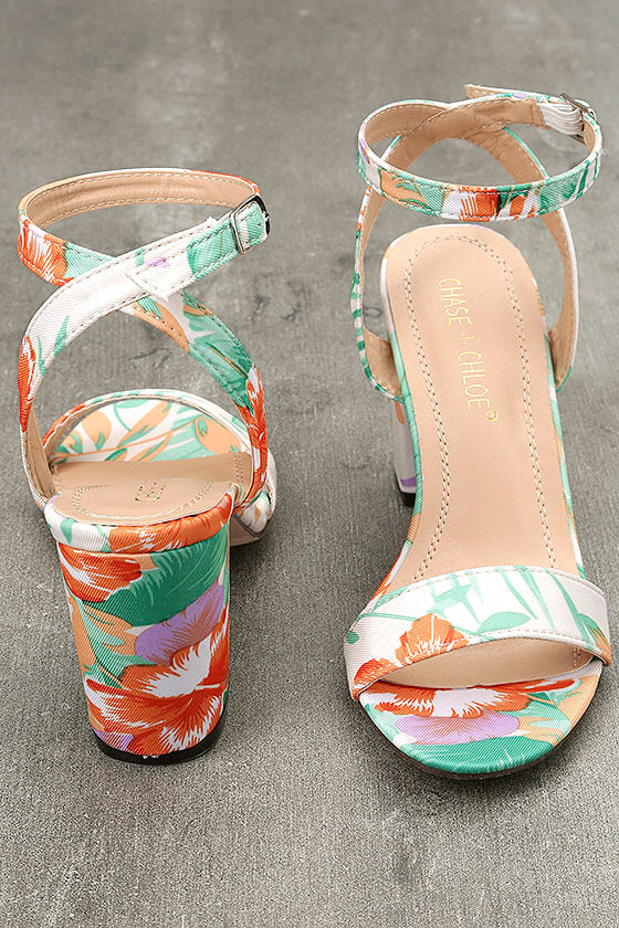 Chilali Nude Print Ankle Strap Heels