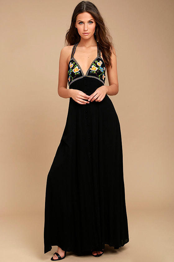 Lovely Black Dress - Embroidered Dress - Maxi Dress - $68.00 - Lulus