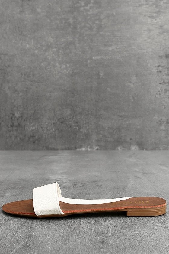 Nori White Slide Sandals