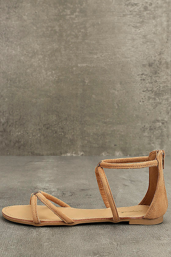 Cute Tan Suede Sandals - Vegan Leather Sandals - Tan Suede Sandals - $19.00 - Lulus