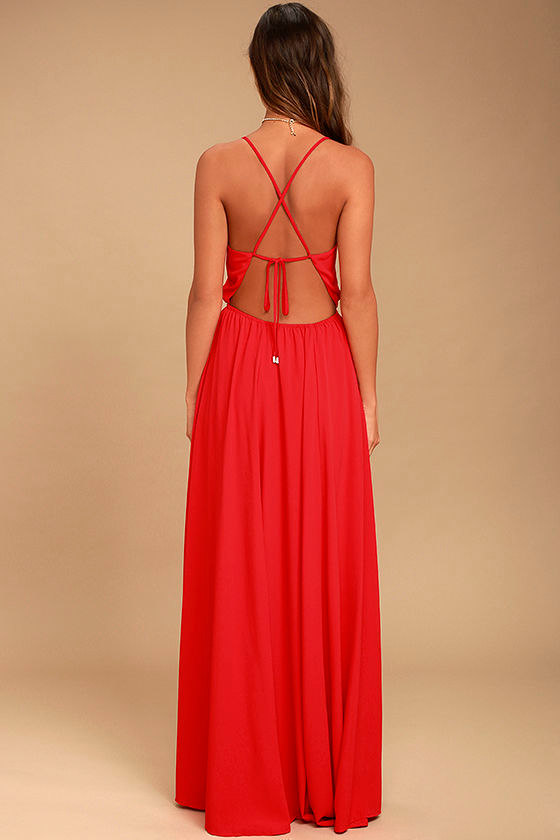 Lovely Red Maxi Dress Backless Maxi Dress LaceUp Maxi 96.00
