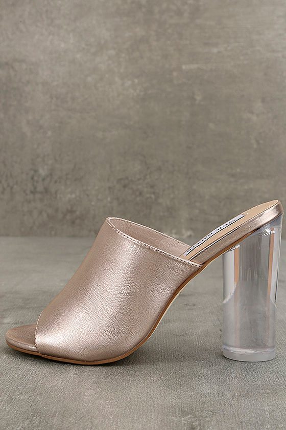 Steve Madden Classics Rose Gold Leather Lucite Mules 2