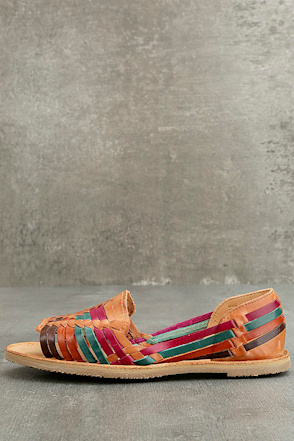 Sbicca Jared Flats Multi Huarache Flats Leather Sandals