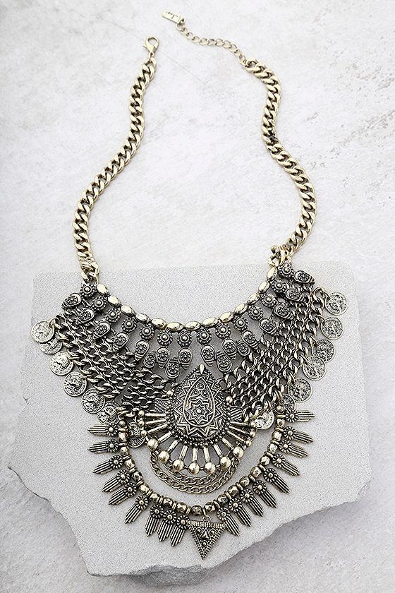 Moon Dance Gold Statement Necklace 1