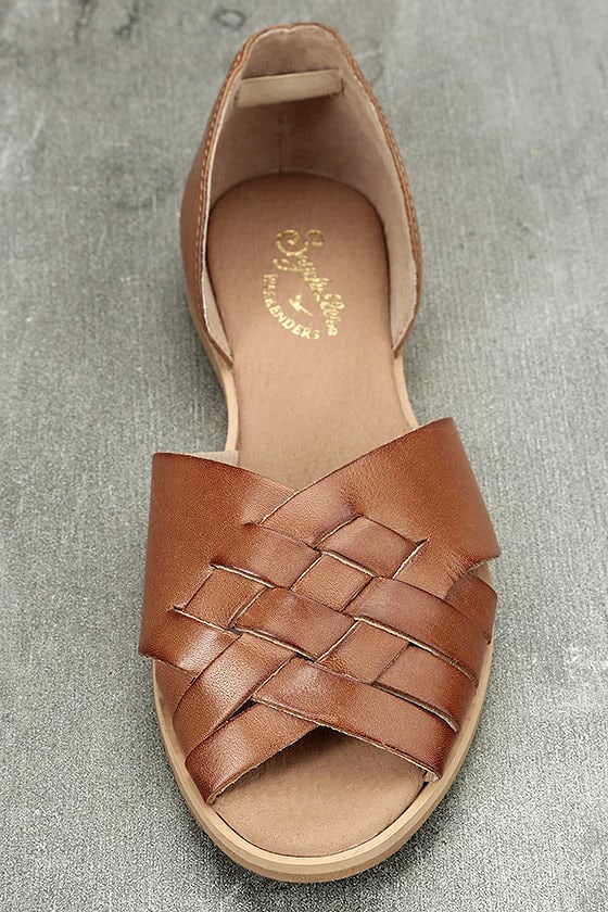 cognac pointed toe flats
