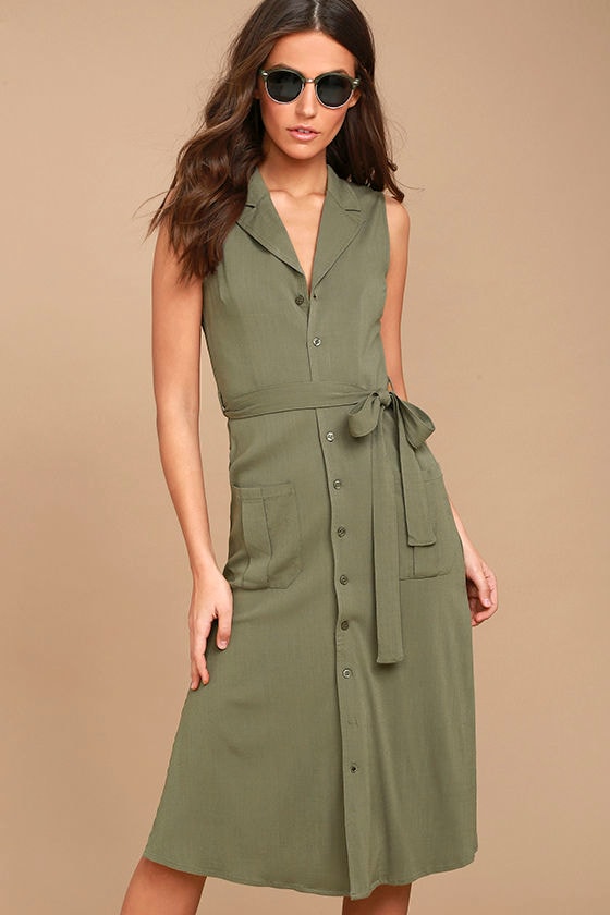 sleeveless shirt dress midi