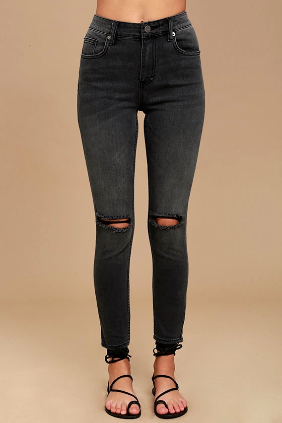 Amuse Society Iconic Washed Black Distressed Skinny Jeans 2