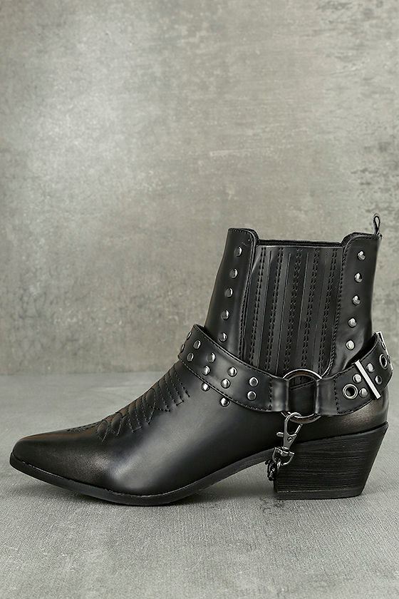 Stevie Black Harness Ankle Boots 1