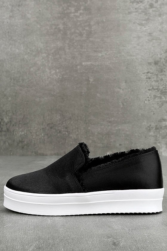 Cool Black Slip-On Sneakers - Satin Slip-On Sneakers - Flatform Slip-On Sneakers - $33.00 - Lulus