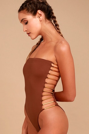 Chic Bamboo One-Piece Bandeau Swimsuit 
