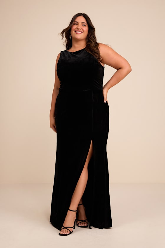 Ravishing Poise Black Velvet Cowl Back Sleeveless Maxi Dress - thumbnail 5