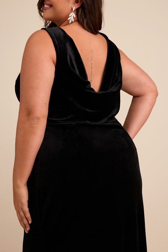 Ravishing Poise Black Velvet Cowl Back Sleeveless Maxi Dress - thumbnail 6