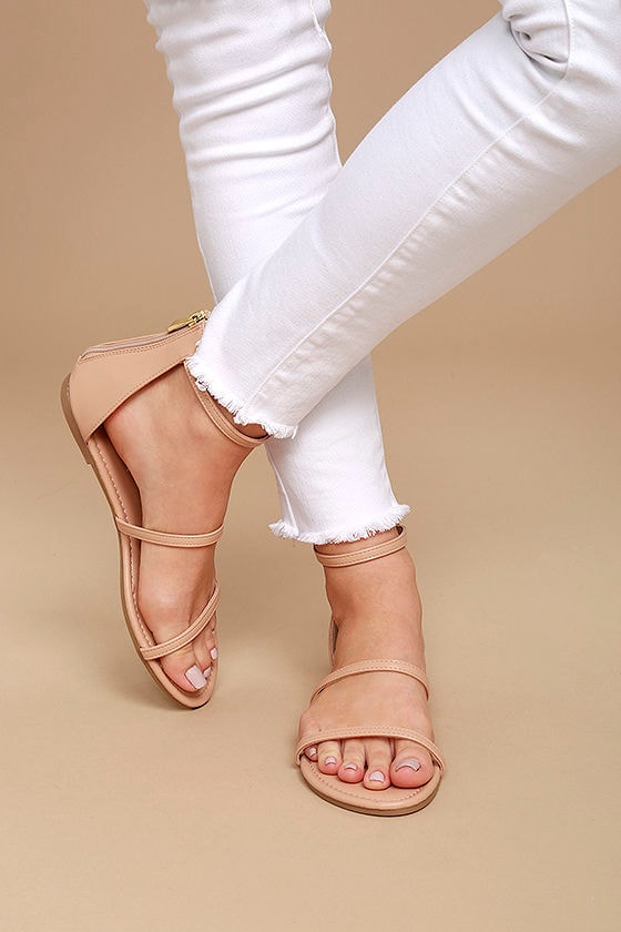 Nude Ankle Strap Sandals 