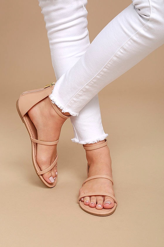 nude color flat sandals