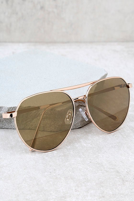 True Gem Gold Mirrored Aviator Sunglasses