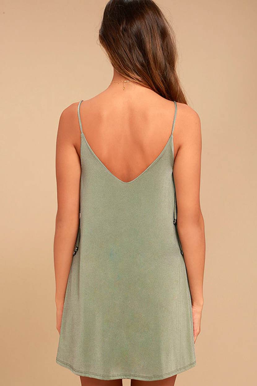 Sexy Sage Green Swing Dress - Green Mini Dress - Tie Side Dress - $42.00 -  Lulus