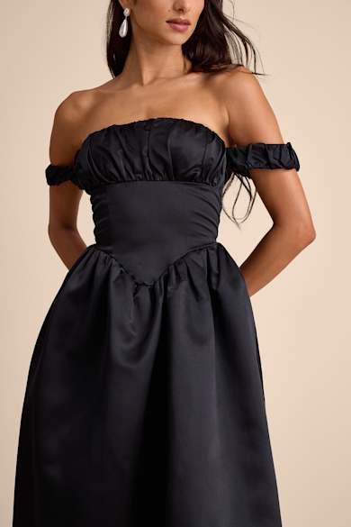white christmas dresses Christmas Off Shoulder Satin Girl Dress Knee Length Ball Gown J284 Red / Child-12 main image 0