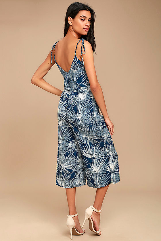 Paradiso Teal Print Midi Jumpsuit