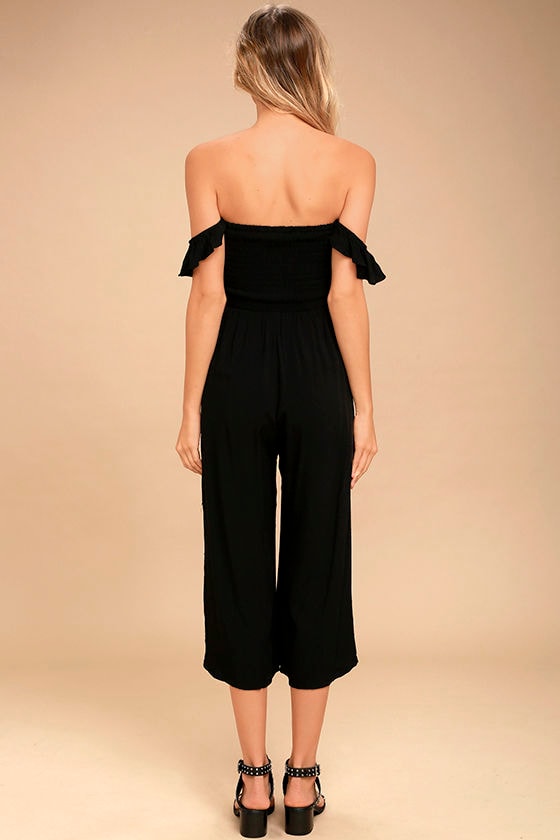 black off the shoulder jumpsuit