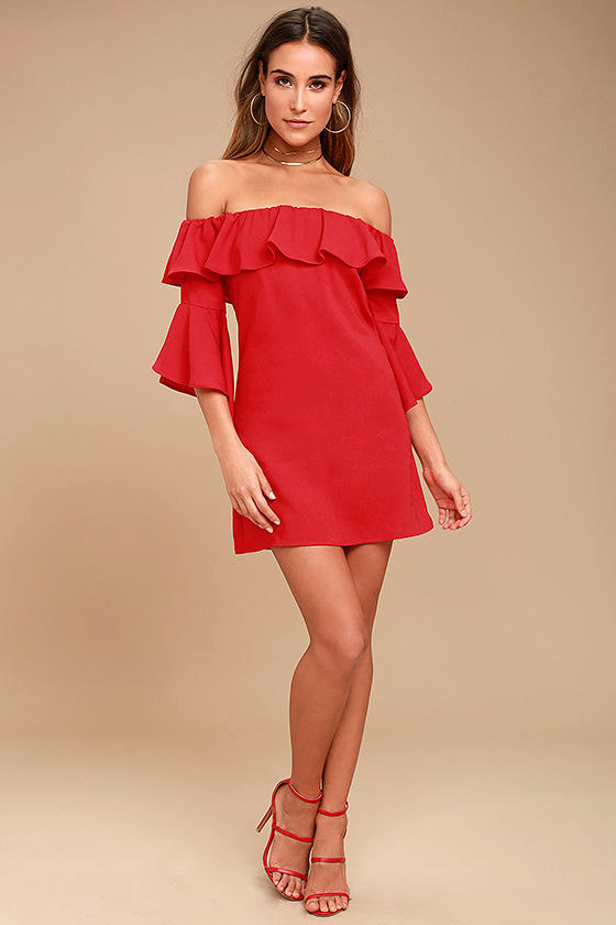 Showcase Your Talent Red Off-the-Shoulder Dress 2